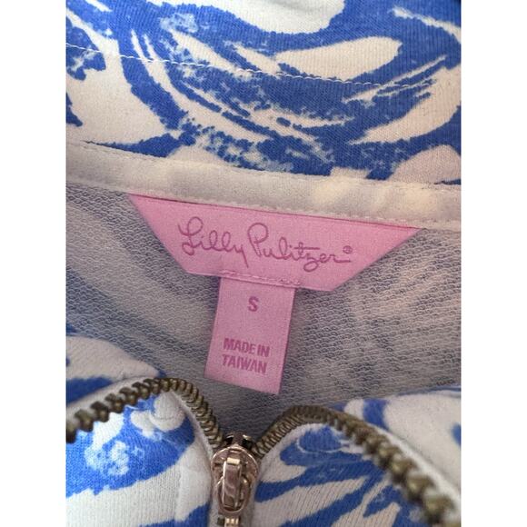 Lilly Pulitzer Lobstah Roll Skipper Popover Blue Lobster Quarter Zip Sz S EUC - Picture 5 of 15